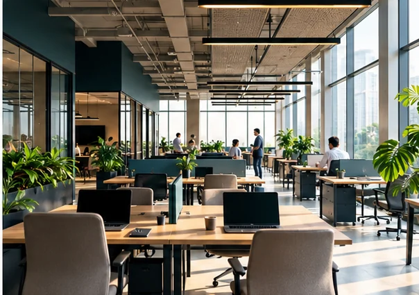 Conceptual modern technology workspace